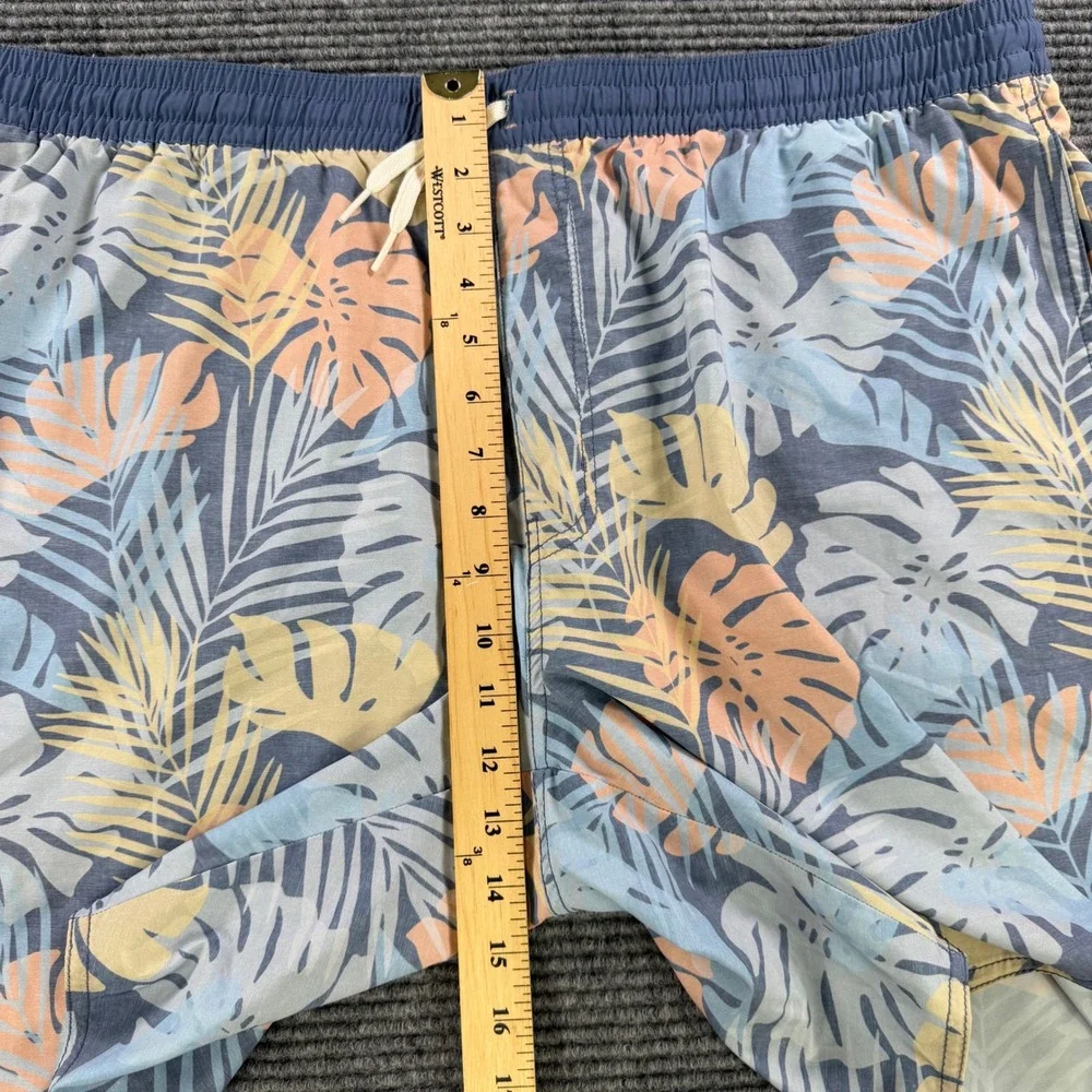 TravisMathew Mens‎ XXL Tropical Palm Print Board Shorts Blue Orange Swim Trunks